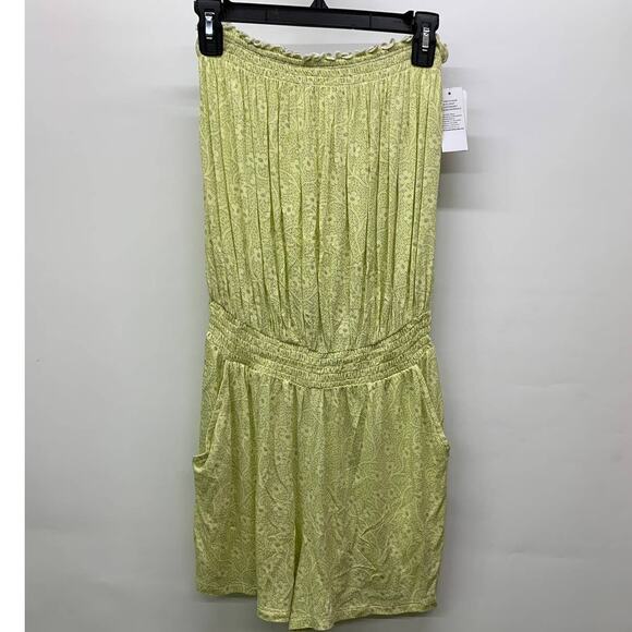 BP. Pants - BP. Strapless Knit Romper Women's XS Ivory/Green Myra Vine Floral